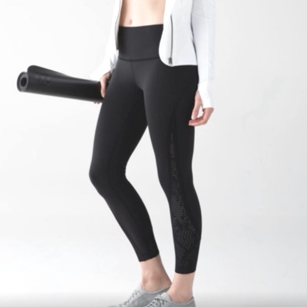 Lululemon Anew 7/8 High-Waisted Tights - Perforated Black Leggings Size 6
